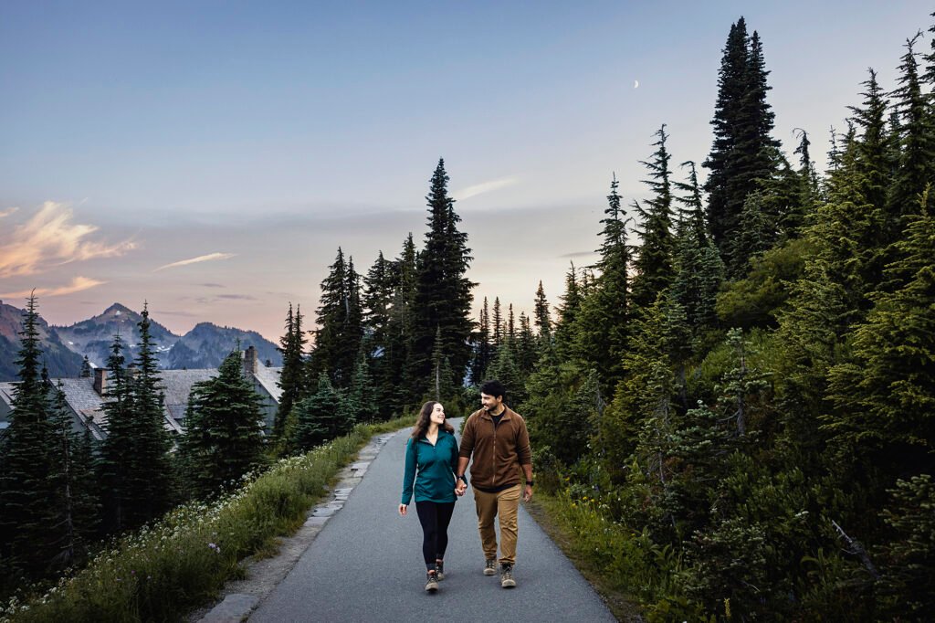 Surprise proposal and engagement session at Mount Rainier National Park.