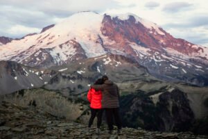 Fremont Fire Lookout at Sunrise Surprise Proposal and Engagement Session in Mount Rainier National Park